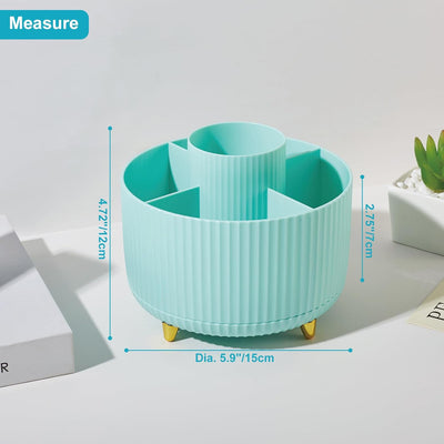 Desk Pencil Pen Holder, 5 Slots 360 Degree Rotating Pencil Pen Organizers for Desk Desktop Storage Stationery Supplies Organizer Cute Pen Cup for Office School Home Art Supply Mint Green