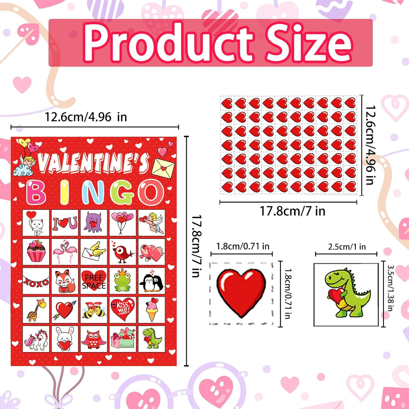 Valentine'S Day Bingo Game for Kids Family Activities, 40 Players Valentine Bingo Party Games for Kids, Valentine Crafts School Classroom Party Favor Activities, Holiday Party Craft Supplies