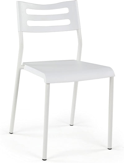 Lucky Theory  Lightweight Desk Chair, Plastic, White White 19D X 16W X 30H In