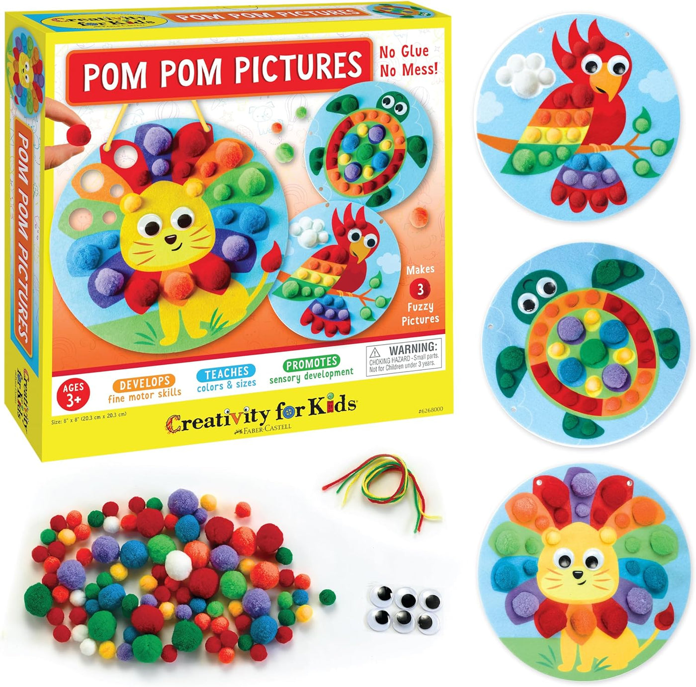 Pom Pom Pictures: Animals - Preschool Learning Activities, Sensory Toys for Toddlers, Toddler Arts and Crafts for Ages 3-5+