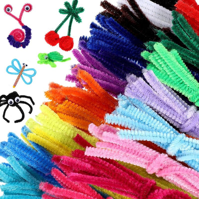 1200Pcs Multi-Color Pipe Cleaners and Self-Adhesive Wiggle Eyes Set, Pipe Cleaners Bulk, Art and Craft Supplies, Chenille Stems Pipe Cleaners, Pipe Cleaner for Crafts…