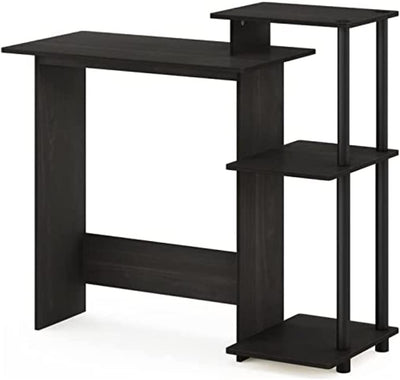 Efficient Home Laptop Notebook Computer Desk with Square Shelves, Espresso/Black