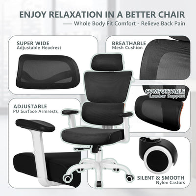 Office Chair Ergonomic Desk Chair, High Back Gaming Chair, Big and Tall Reclining Chair Comfy Home Office Desk Chair Lumbar Support Breathable Mesh Computer Chair Adjustable Armrests(W-Orange)