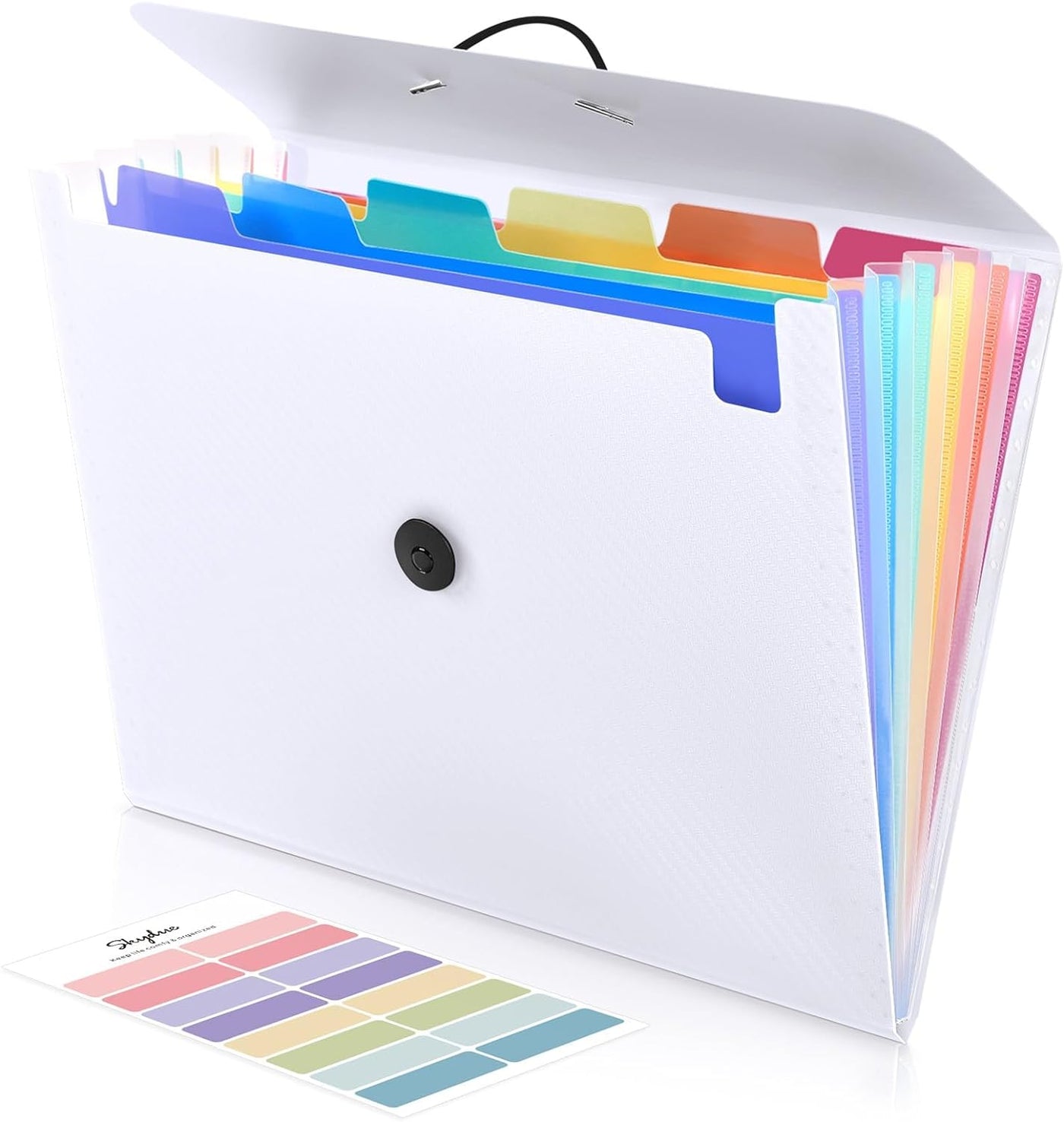 7 Pocket Accordion Folder, Letter Size, Expanding File Folder, Filing Products for Home School Supplies & Home Office, Bungee Closure, White