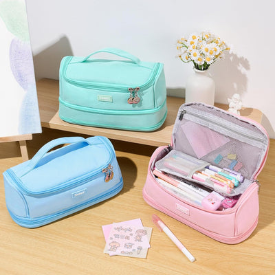 Super Large Pencil Case, Expandable Extra Big Capacity Pencil Pouch Pen Holder Box Organizer, Portable High Capacity Stationery Bag, Cute Aesthetic School Supplies for Teen Girls, Office, Black