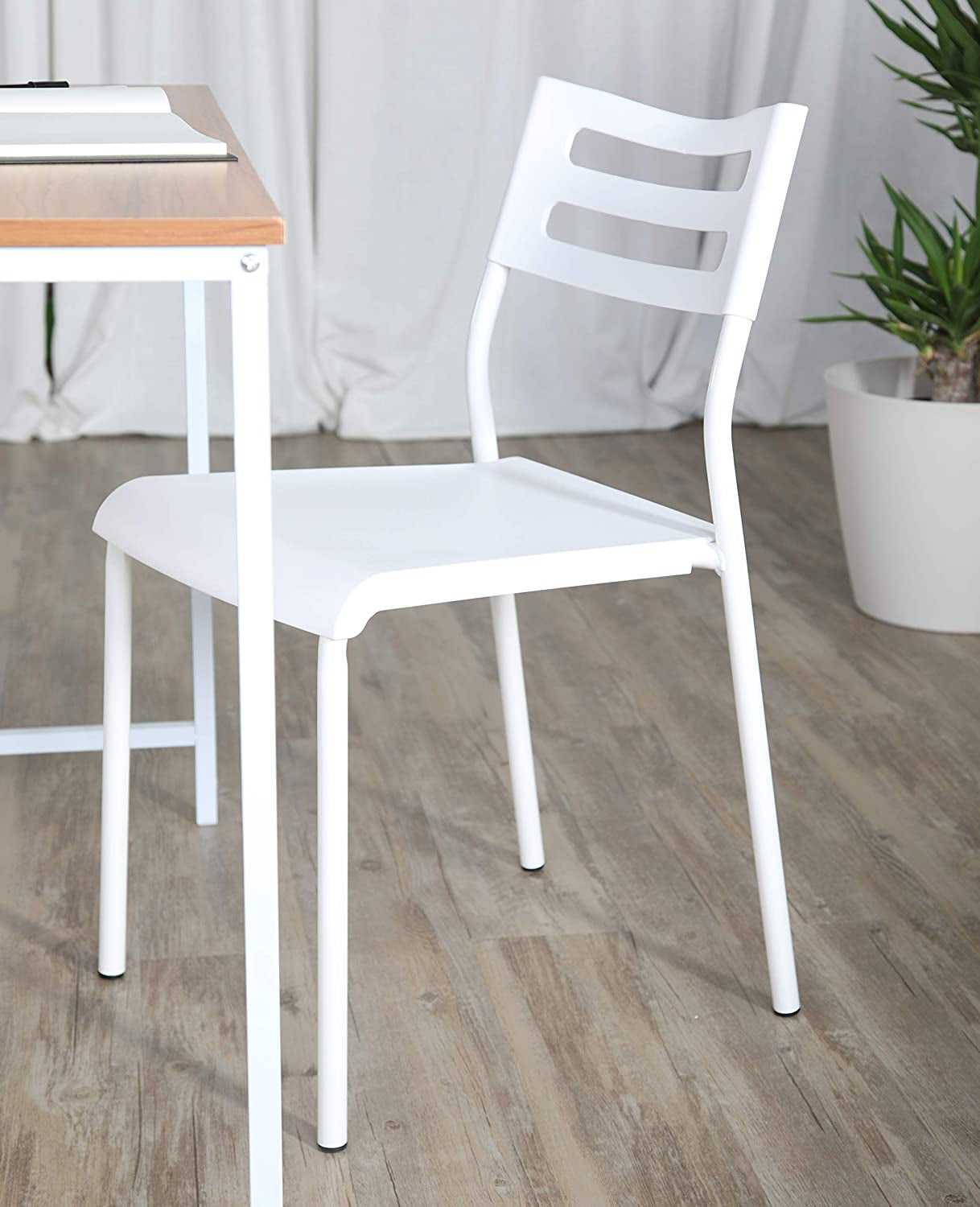 Lucky Theory  Lightweight Desk Chair, Plastic, White White 19D X 16W X 30H In