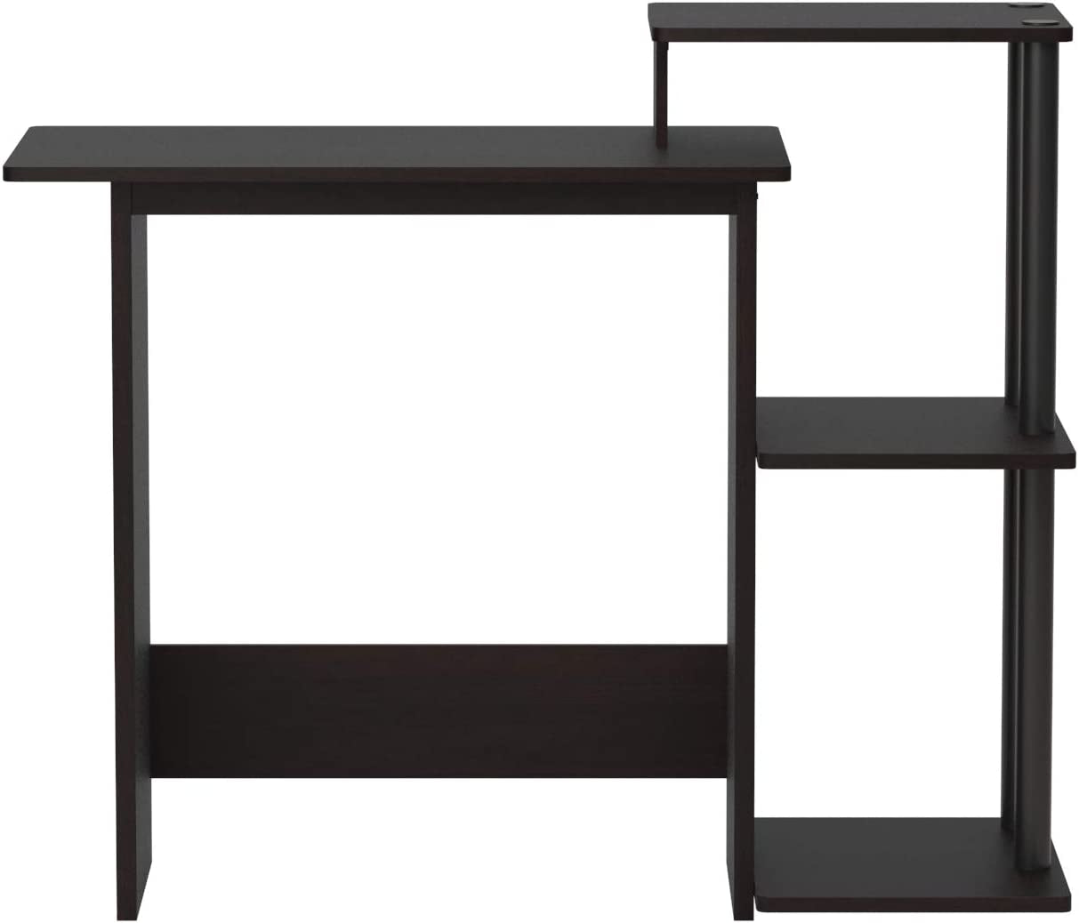 Efficient Home Laptop Notebook Computer Desk with Square Shelves, Espresso/Black