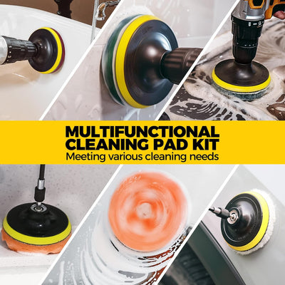 30 Piece Drill Brush Attachments Set,Scrub Pads & Sponge, Power Scrubber Brush with Extend Long Attachment All Purpose Clean for Grout, Tiles, Sinks, Bathtub, Bathroom, Kitchen