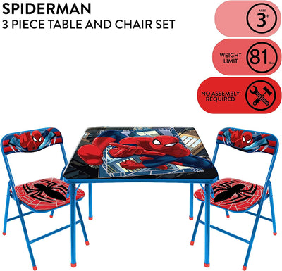 Marvel Spiderman 3 Piece Children'S Activity Square Table and Chair Set, Ages 3+ (NN201039)