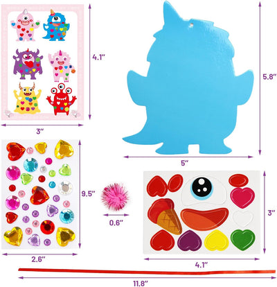 Valentine'S Day Monster Ornament Craft Kit Foam Valentine Craft for Kids Classroom Home Fun Activities 24 Pack