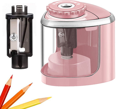 Pencil Sharpener Electric Pencil Sharpeners, Portable Pencil Sharpener Kids, Blade to Fast Sharpen, Suitable for No.2/Colored Pencils(6-8Mm)/School Pencil Sharpener/Classroom/Office/Home (Pink)