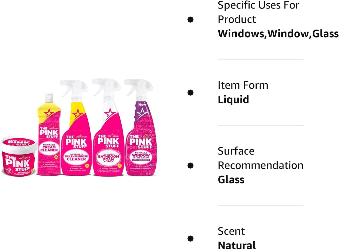 - the Pink Stuff - the Miracle Cleaning Paste, Multi-Purpose Spray, Bathroom Foam Spray, Window & Glass Cleaner, and Cream Cleaner Bundle