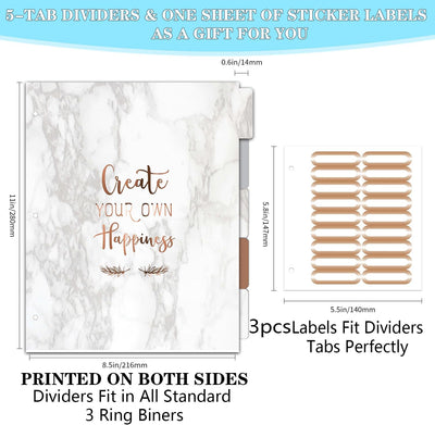 3 Ring Binder 1 Inch, Cute Binder with 5 Tab Dividers, 3 File Folder Labels, and Clipboard Binders with 2 Pockets- Decorative 3 Ring Binder Perfect for School and Office Supplies