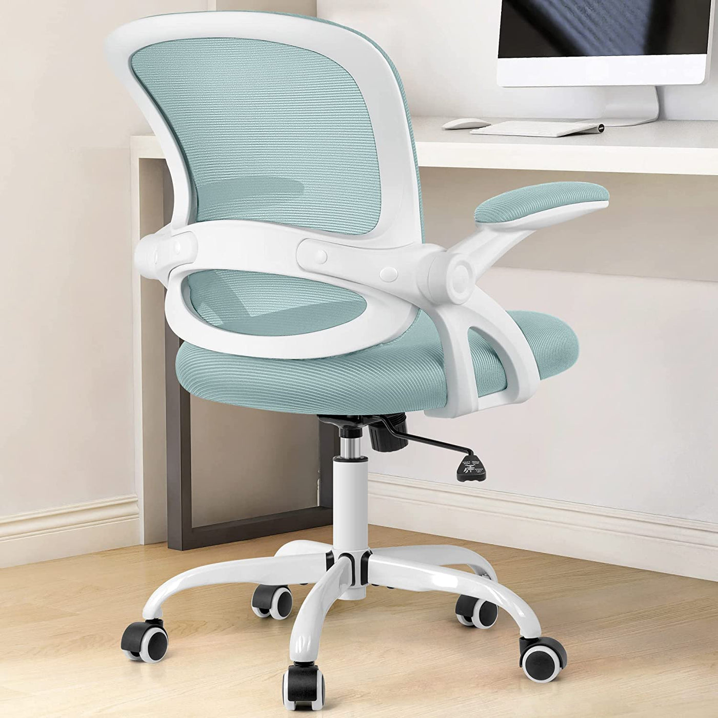 Office Chair, Ergonomic Desk Chair, Mesh Computer Chair Height Adjustable, Comfy Swivel Task Chair with Wheels and Flip-Up Arms