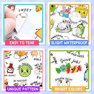 600PCS Funny Punny Reward Stickers for Kids Motivational Stickers Inspiration Positive Accents Teacher Supplies Stickers for Classroom Cute Cartoon Incentive Labels School Stickers for Students Chart