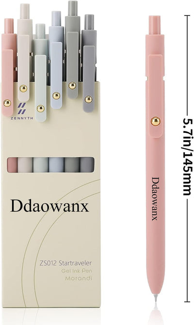 Gel Pens, 6 Pcs 0.5Mm Quick Dry Black Ink Pens Fine Point Smooth Writing Pens, Cute Office School Supplies Gifts for Women