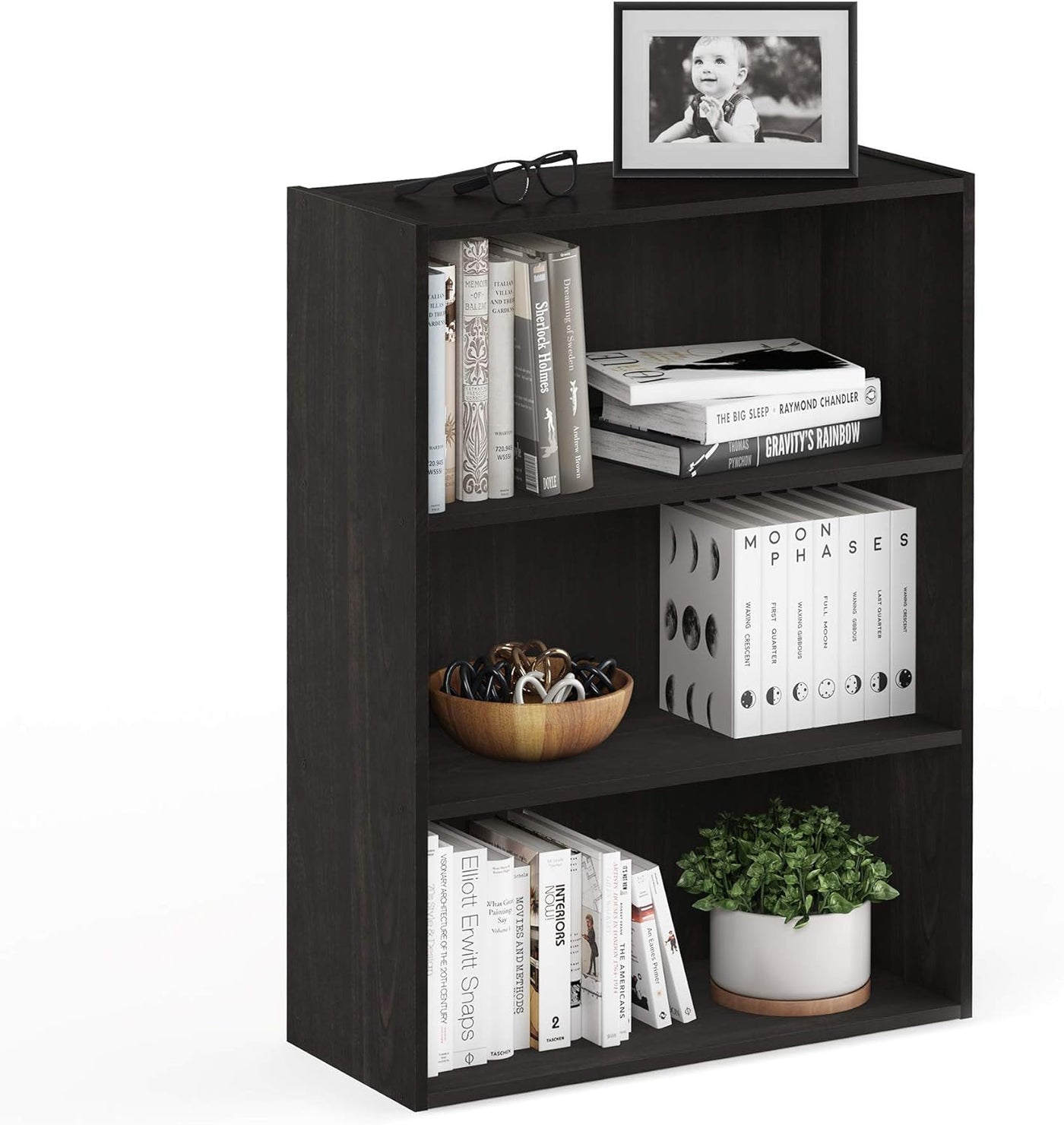 Pasir 3-Tier Open Shelf Bookcase, Espresso