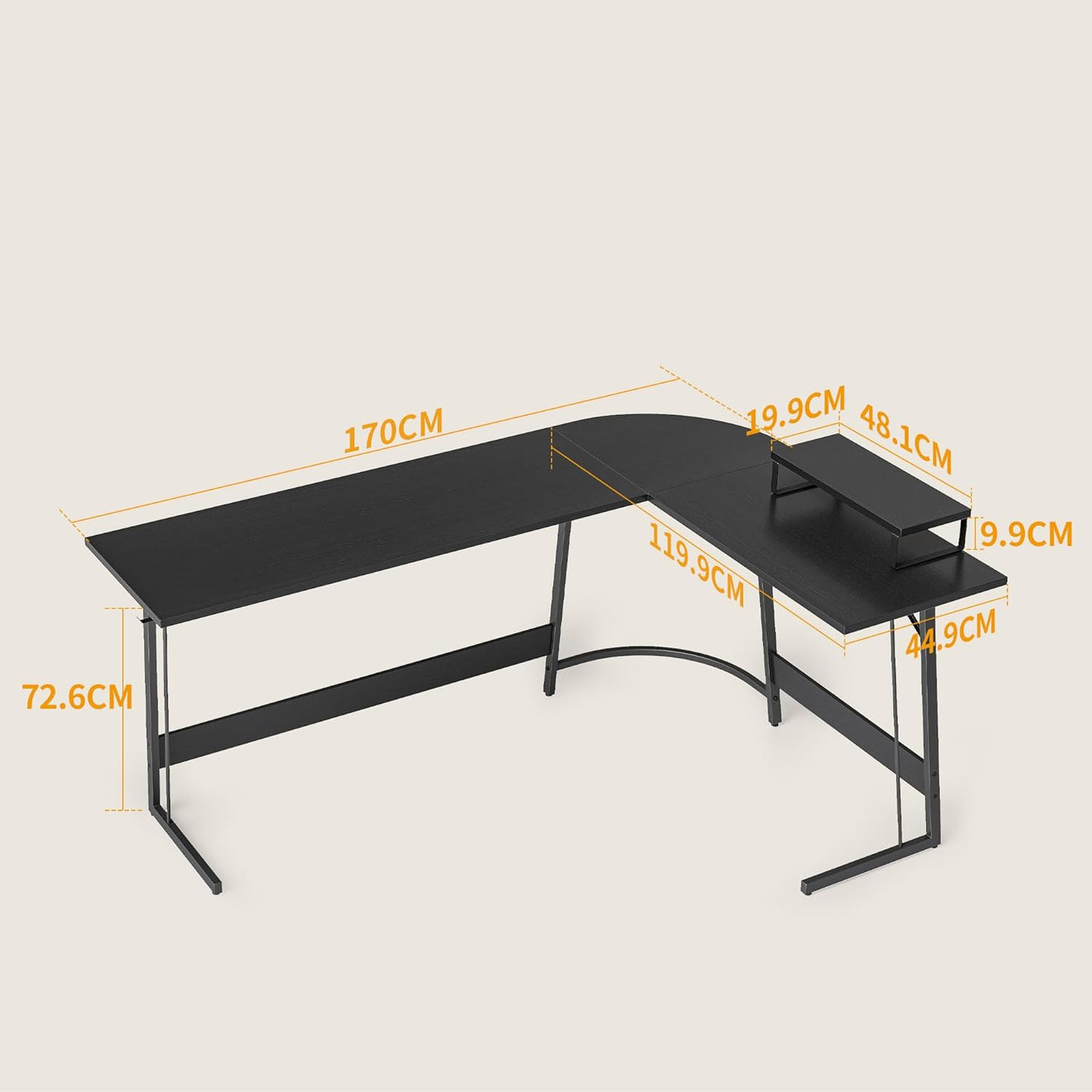 L Shaped Desk, Modern Corner Computer Desk, 67" Home Office Writing Study Workstation with Small Table and Drawers, Space Saving, Easy to Assemble, Black