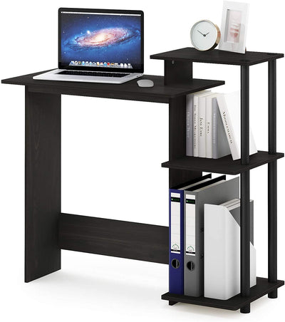 Efficient Home Laptop Notebook Computer Desk with Square Shelves, Espresso/Black