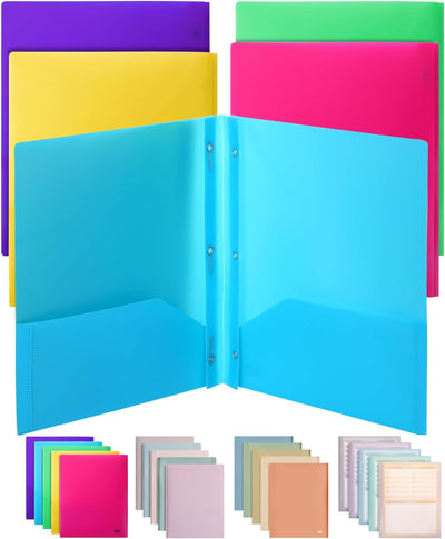 - Folders with Pockets and Prong with Fasteners, 2 Pocket Folder, 3 Prong Folders, 5 Pack, Plastic