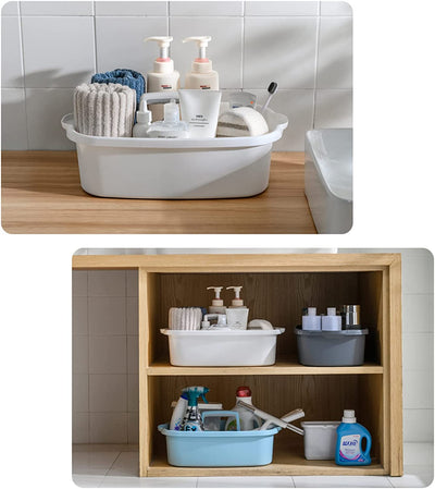 Large Cleaning Supplies Caddy Portable Shower Basket Supply Organizer with Handle Bucket Tool Storage Plastic Basket for Bathroom, Bedroom, Kitchen, College Dorm, under Sink, Garden, White