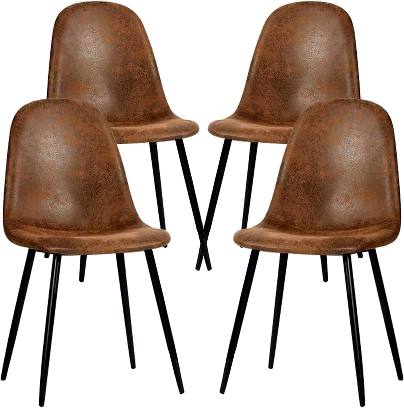 Dining Chairs Set of 4, Fabric Suede Dining Room Side Seating, Kitchen Chairs with Metal Legs for Living Room,Dark Brown