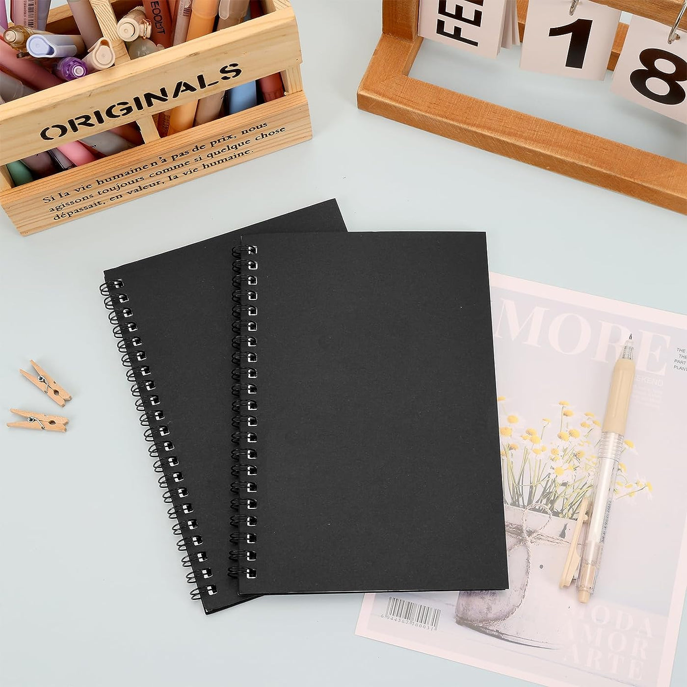 4 Pack Spiral Notebook 7.48 X 5.11In College Ruled Lined Journals, 100 Pages 50 Sheets Black Cover Notebook for School Office Supplies