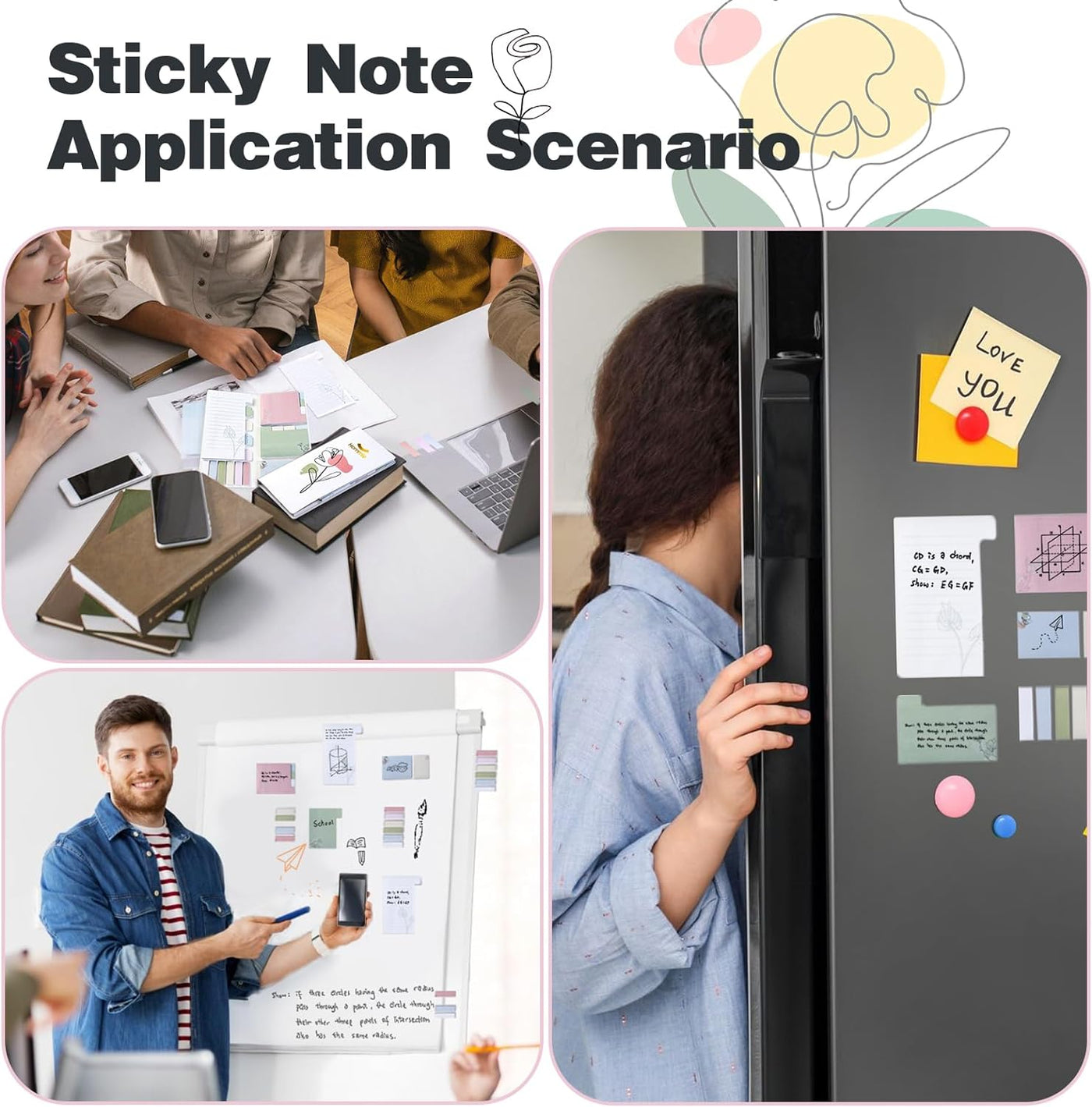 Sticky Notes Set, Divider Sticky Notes 410 Packs Planner Sticky Note Dividers Tabs with Color Coding for School Supplies, Office Supplies, Book Notes,Bible Sticky Notes