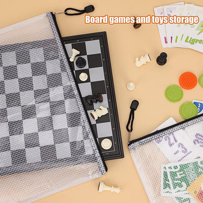 20Pcs Mesh Zipper Pouch Bags Black Zipper Bags for Organizing Storage Waterproof Letter Size/A4 Size Puzzle Bag, Zipper File Bags for Board Games and School Office Supplies