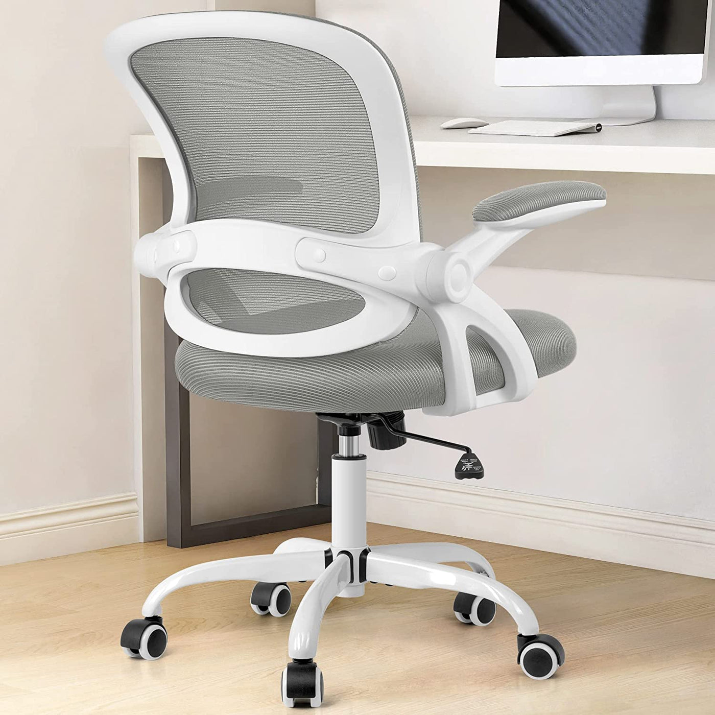 Office Chair, Ergonomic Desk Chair, Mesh Computer Chair Height Adjustable, Comfy Swivel Task Chair with Wheels and Flip-Up Arms