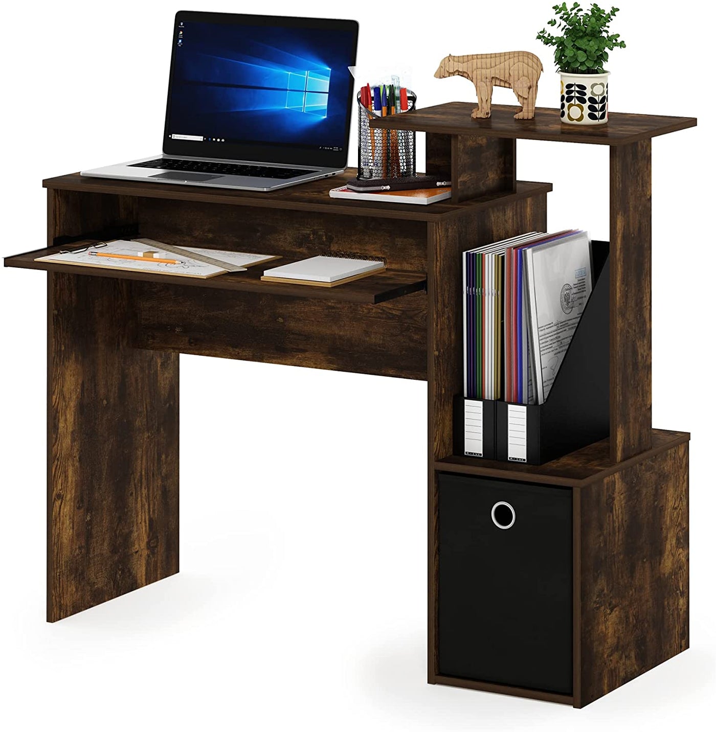 Econ Computer Writing Desk, Amber Pine/Black