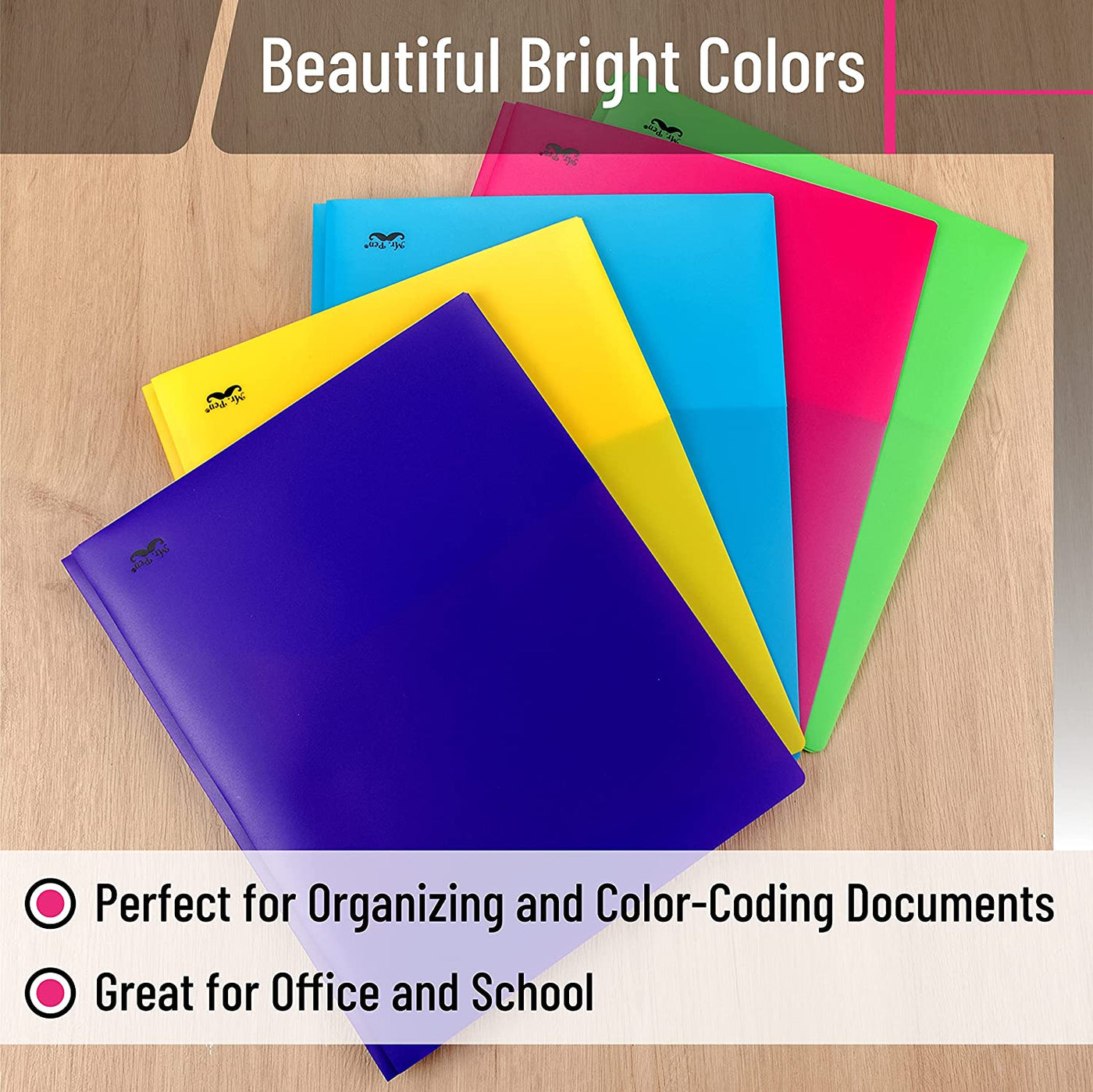 - Folders with Pockets and Prong with Fasteners, 2 Pocket Folder, 3 Prong Folders, 5 Pack, Plastic
