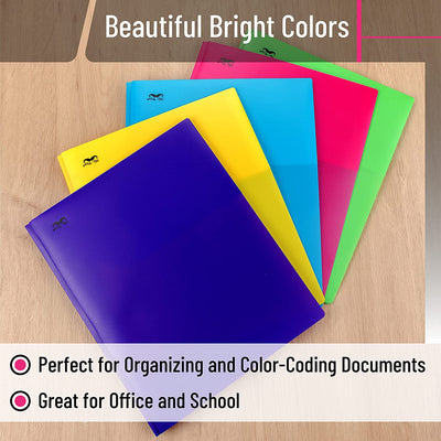 - Folders with Pockets and Prong with Fasteners, 2 Pocket Folder, 3 Prong Folders, 5 Pack, Plastic