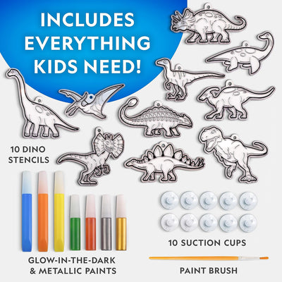 Glow in the Dark Dinosaur Stained Glass Art Kit - Window Sun Catchers and Crafts for Kids Ages 4-8