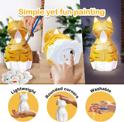 Paint Your Own Cat Lamp Art Kit, Night Light, Crafts for Teens Girls Boys, Arts & Crafts Kit, Painting Kit for Kids, Room Decoration, Christmas Crafts Birthday Gift for Kids Ages 3 4 5 6 7 8+