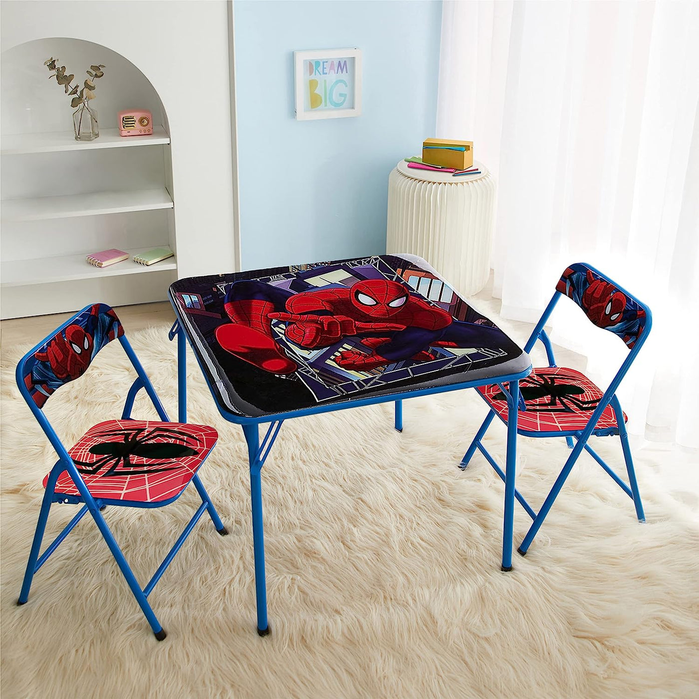 Marvel Spiderman 3 Piece Children'S Activity Square Table and Chair Set, Ages 3+ (NN201039)