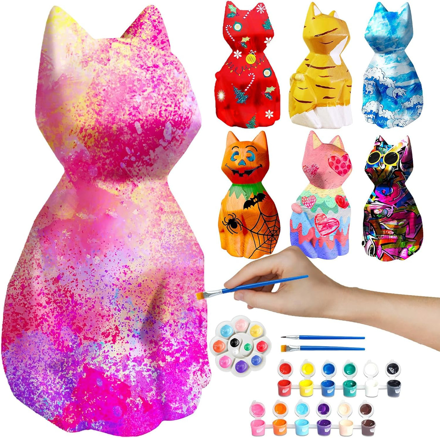 Paint Your Own Cat Lamp Art Kit, Night Light, Crafts for Teens Girls Boys, Arts & Crafts Kit, Painting Kit for Kids, Room Decoration, Christmas Crafts Birthday Gift for Kids Ages 3 4 5 6 7 8+