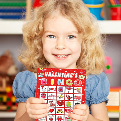 Valentine'S Day Bingo Game for Kids Family Activities, 40 Players Valentine Bingo Party Games for Kids, Valentine Crafts School Classroom Party Favor Activities, Holiday Party Craft Supplies