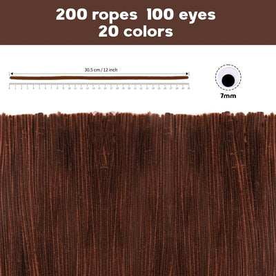 300Pcs Brown Pipe Cleaners and Self-Adhesive Wiggle Eyes, Christmas Pipe Cleaners, Pipe Cleaners Bulk, Art and Craft Supplies, Chenille Stems Pipe Cleaners, Pipe Cleaner Crafts