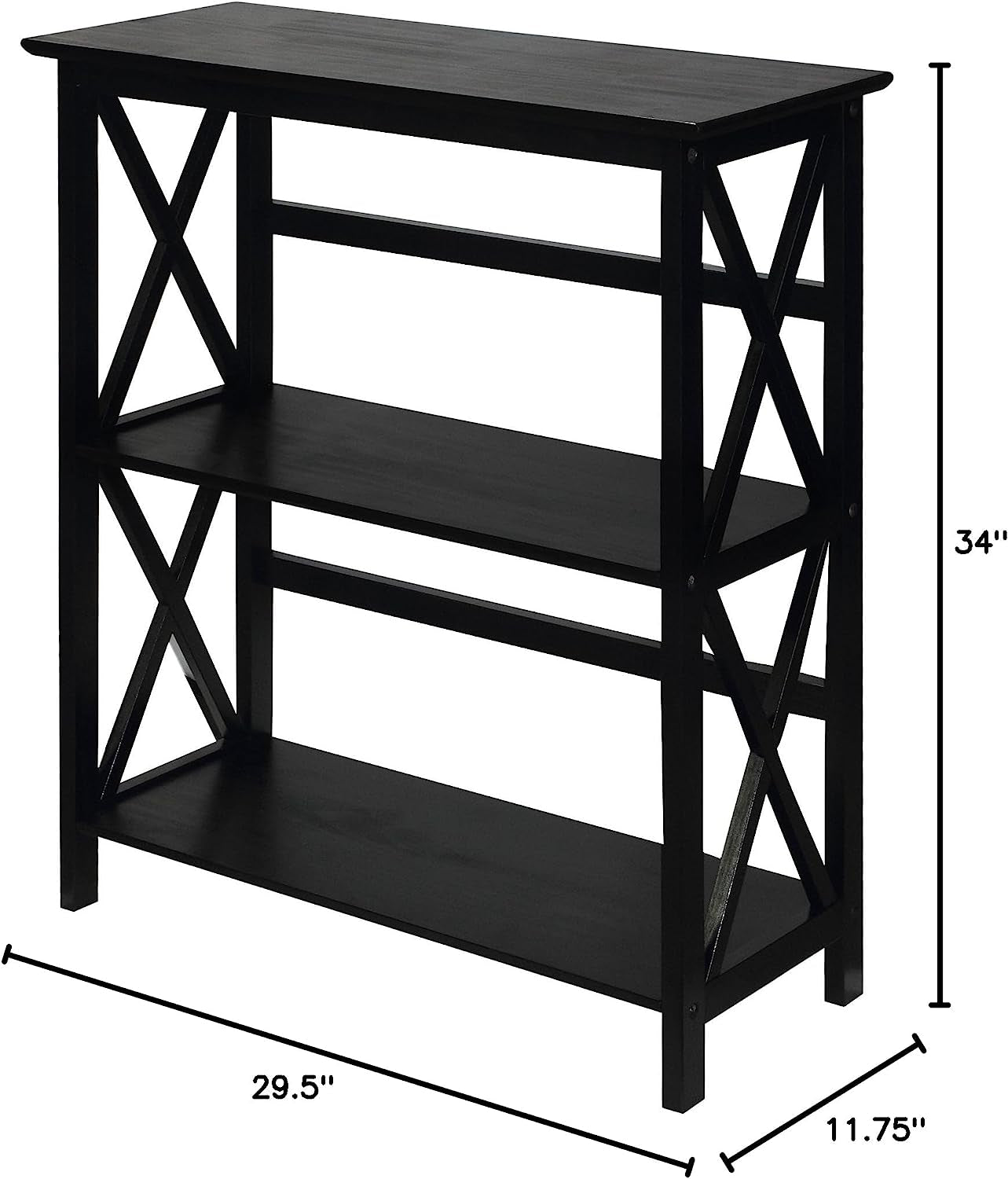 Montego 3-Shelf Bookcase, Black (New)